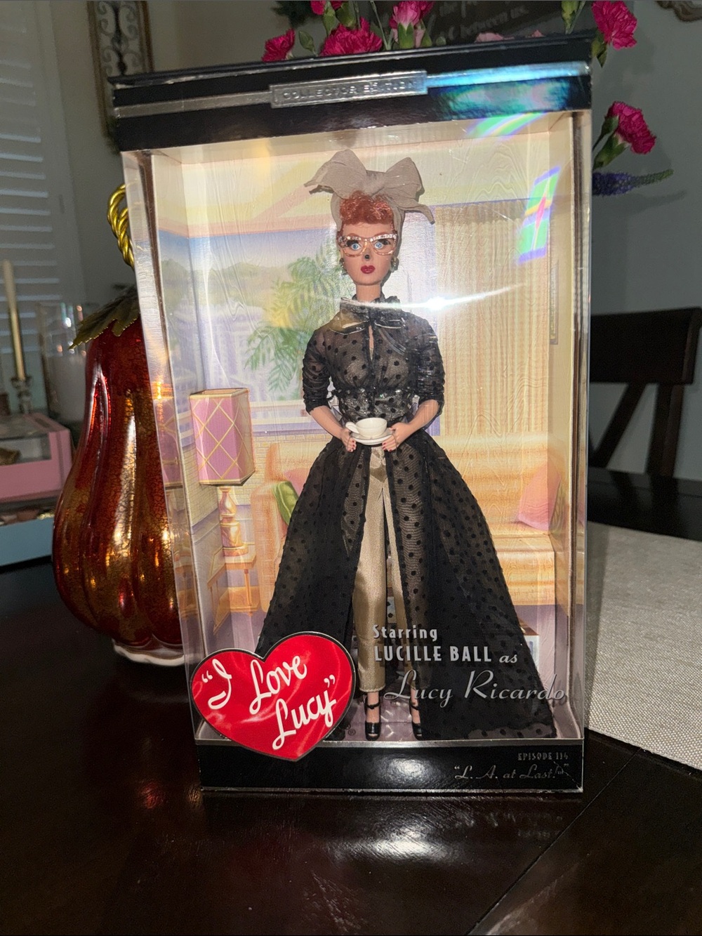 Barbie Lucille Ball Doll in Black Polka-Dot Gown with Beige Underskirt